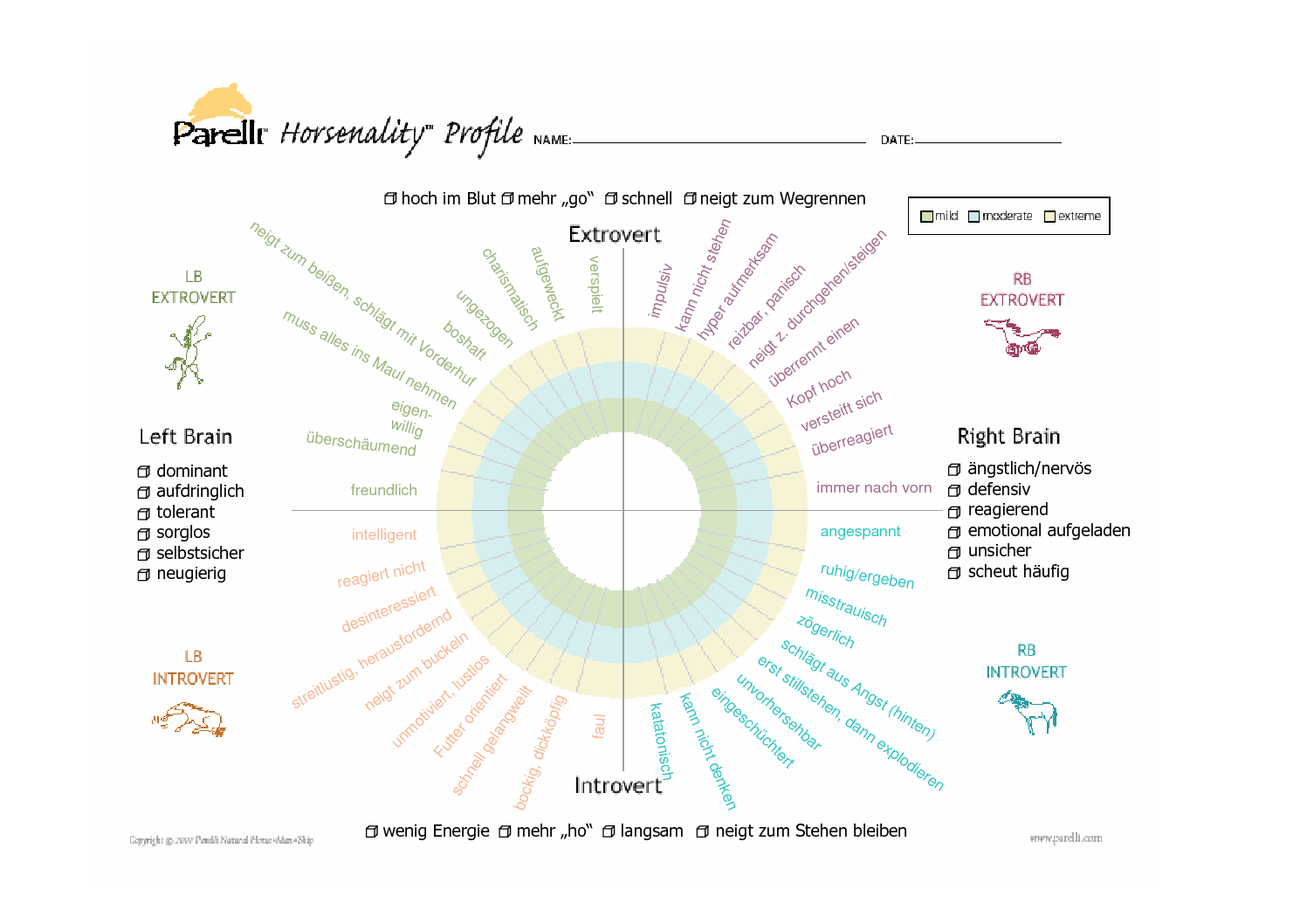 Horsenality Chart